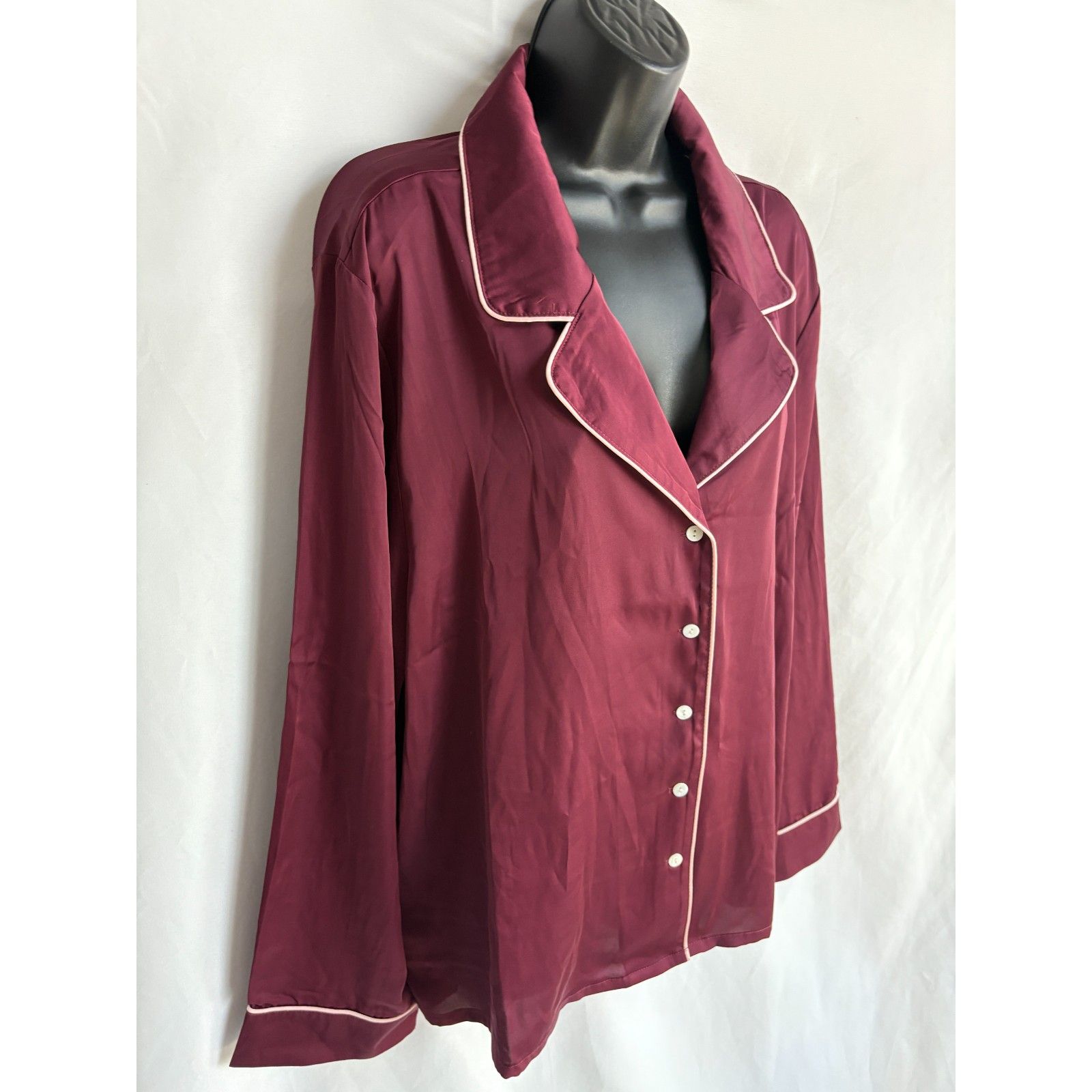 Bare Necessities Nwt Burgundy The Washed Satin Sleepshirt Pajamas Classy 2xl Xxl — image 3 of 8